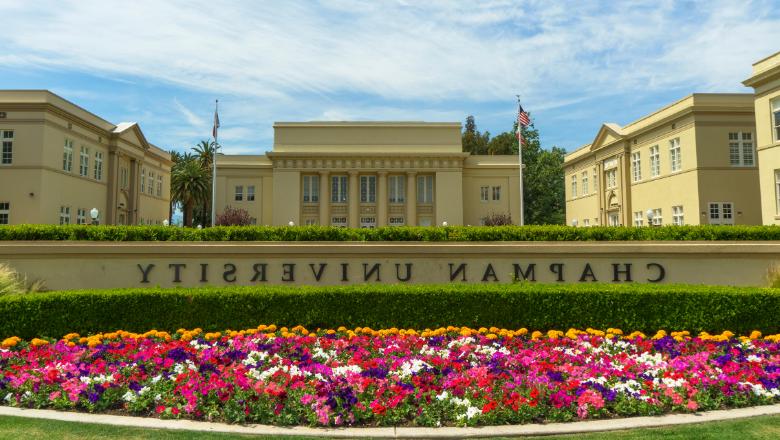 Chapman University sign with flowers